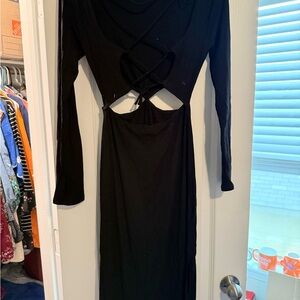 Source Unknown Black Long Sleeve Cut-Out Dress